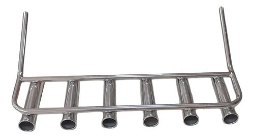 Rack Porta 6 Varas Alumínio Polido P/ Barco Lancha Prateado