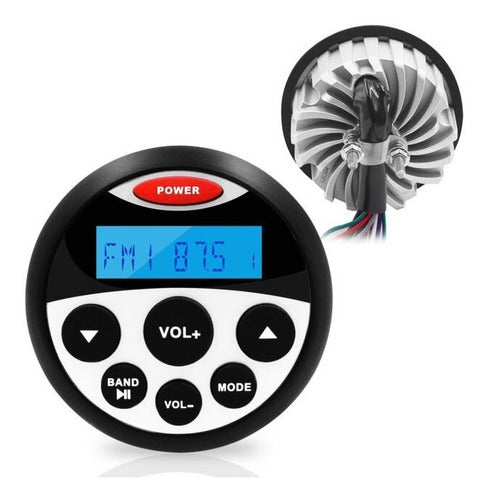 Rádio Marítimo Mp3 Náutico E Antena Prova D'água Barcos