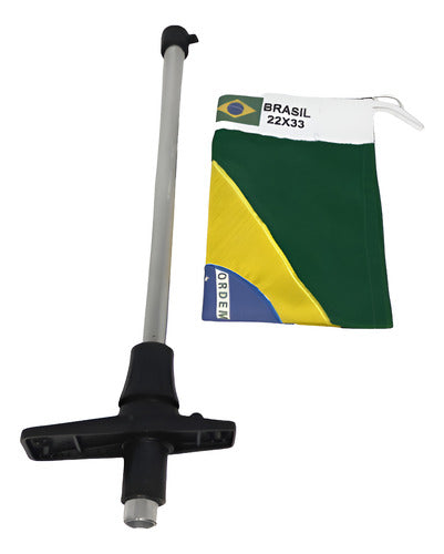 Mastro C/ Bandeira Do Brasil P/ Barcos Lanchas Preta S/ Luz