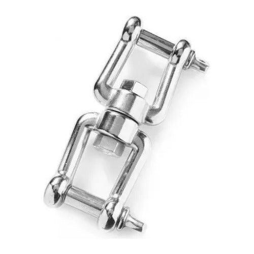 Manilha Tornel Dupla Em Aço Inox Reta 6mm Com Destorcedor