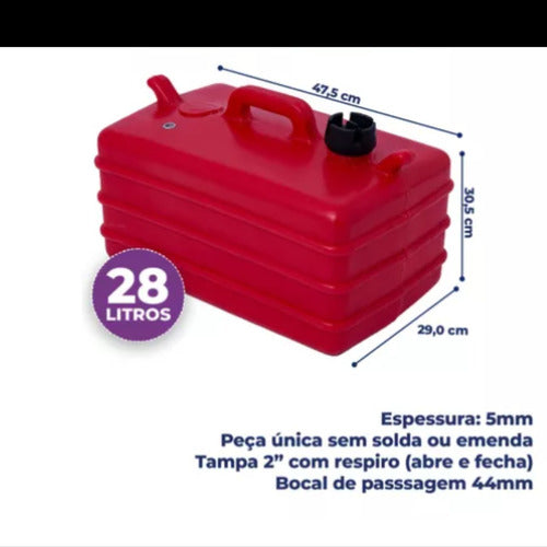 Tanque Combustível 28 L Motor De Popa Johnson / Evinrude Vermelho
