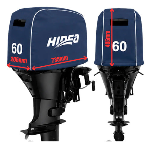 Capa Do Capô Para Motor Popa Hidea 60 Hp Azul