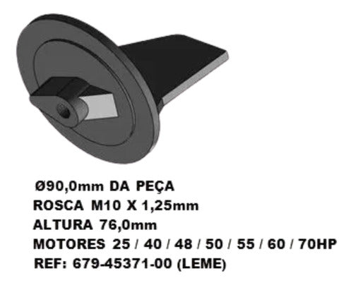 Anodo Direcional Leme Motor Popa Yamaha 25 70 Hp 6794537100