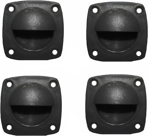 Kit 4 Puxador Para Tampa Viveiros Barcos Pesca Lancha 7,5cm Preto