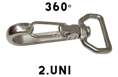 Par Mosquetão Inox Para Capota Toldo Nautico 360°