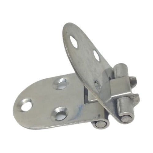 Dobradiça Redonda 6 Furos Tampas Porta Aço Inox Barco Lancha
