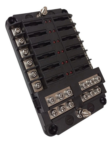 Bloco De Fusiveis Tipo Blade 12 Vias Com Barra Negativa 12v