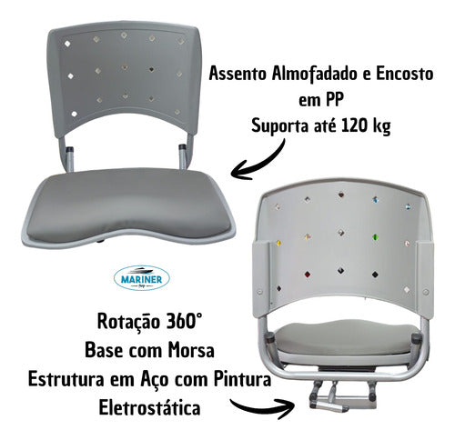 Cadeira Giratória Anatômica 360° Almofadada P/ Barco Lancha