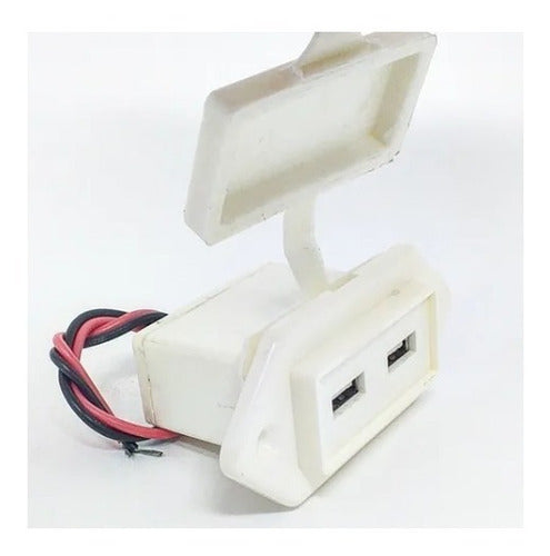 Carregador Usb Náutico Arieltek C/ Iluminação Quadrado Branco