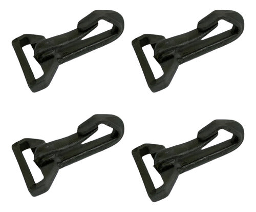 Mosquetão 4 Peças Giratório Plástico Preto