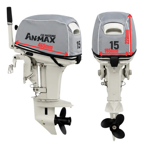 Capa Do Capô Para Motor Popa Anmax 15hp Cinza
