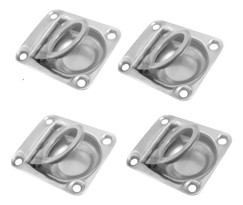 Puxadores Embutir Alça Aço Inox 65 X 55 Barco Lancha 4 Un