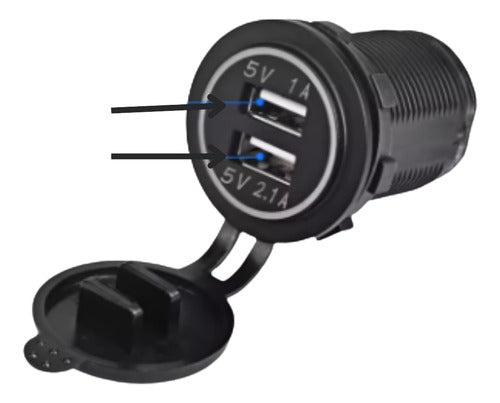 Tomada Carregador Usb Led Duplo a Prova D' Água Barco Lancha