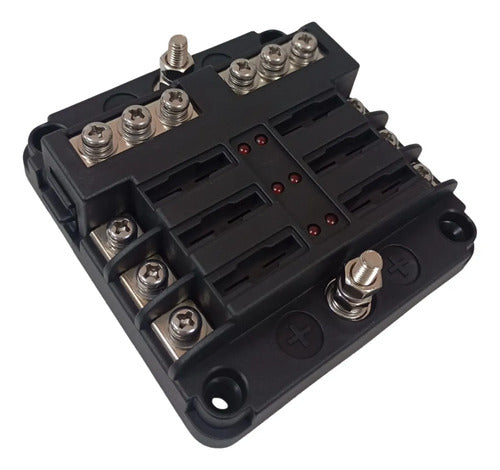 Bloco De Fusiveis Tipo Lamina 6 Vias Com Barra Negativa 12v