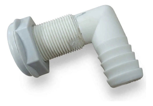 Saída De Água Costado 1.1/8'' Cotovelo Branco Barco Lancha
