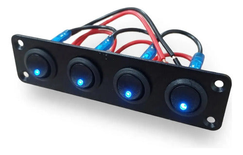 Painel De Interruptor Basculante 4 Interruptor Com Led Azul Led Azul