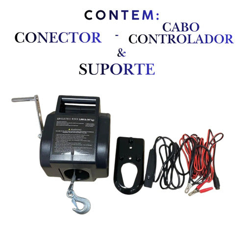 Guincho Elétrico 2000 Lbs 12v Para Carretinha Reboque Lancha 12v