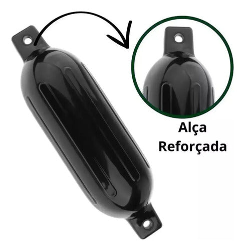 4 Defensa Náutica Inflável G3 14 X 51 Cm Preta Lancha Barco