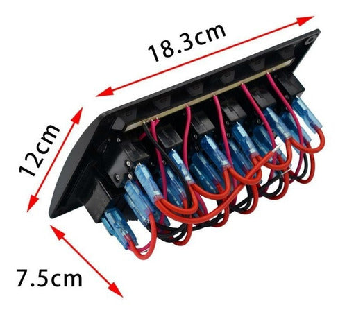 Painel Elétrico Náutico 6 Botões Com Led 12v 24v Barco Lancha