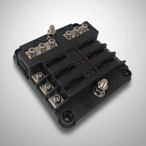 Bloco De Fusiveis Tipo Lamina 6 Vias Com Barra Negativa 12v