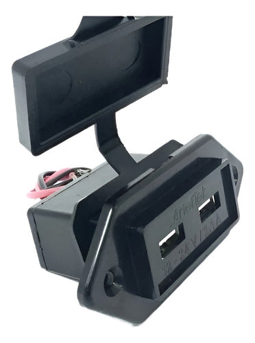 Carregador Duplo Usb Náutico Arieltek C/ Iluminação Quadrado Preto