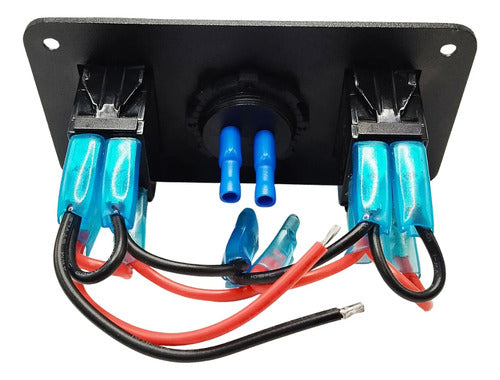 Painel Interruptor Náutico Duplo + Voltímetro Digital 12/24v Preto