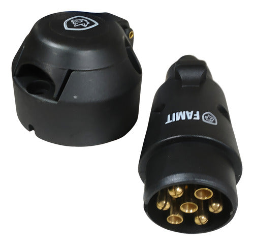 Kit Tomada Macho Femea Reboque Carretinha Engate 7 Pin Famit