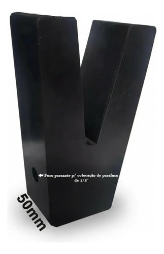 Apoio V Borracha Suporte P/ Carreta Reboque Motor De Popa Preto