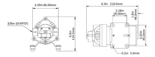 Bomba de Pressurização 1,5 GPM 12V 5,1L/MIN 5,5A 80PSI 31S Seaflo
