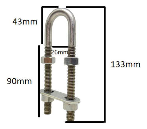 Grampo U-bolt De 9mm (3/8) Em Aço Inox 304