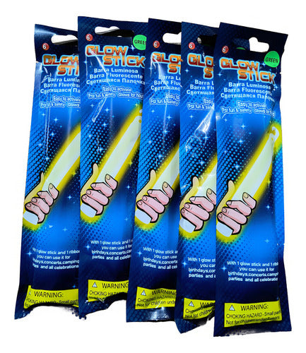 Kit Com 5 Luz Química Bastão Luminoso 15 Cm