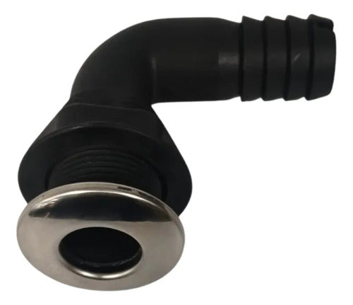 Saída D'água Costado Cotovelo 1-1/8 Em Nylon Capa Inox Barco