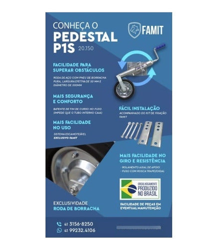 Pedestal Carreta Roda Carretinha Reboque Articulado Famit p1s