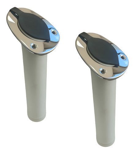 Par Porta Varas Caniço Trapézio Inox Abs Lancha Barco Pesca