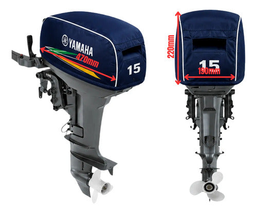 Capa De Capô Para Motor Popa Yamaha 15 Hp Fm 98 Até 2015 Colorida