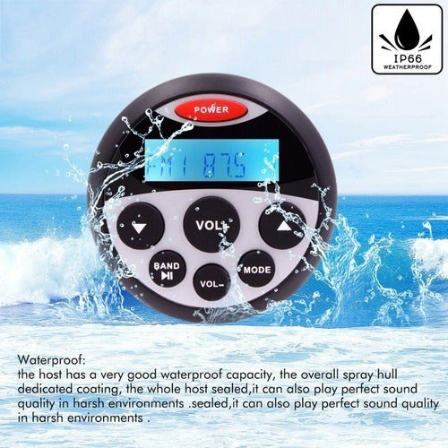 Rádio Marítimo Mp3 Náutico E Antena Prova D'água Barcos
