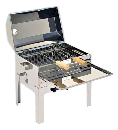 Churrasqueira Inox Barco Lancha C/ Bandeja Espetos 35 X 45