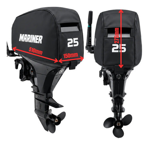 Capa Do Capô Para Motor Popa Mariner 25 Hp Preto