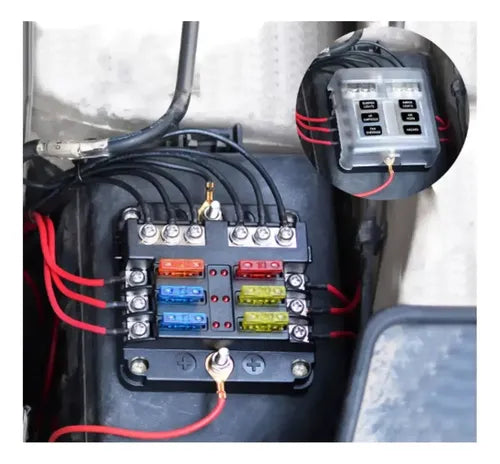 Bloco De Fusiveis Tipo Lamina 6 Vias Com Barra Negativa 12v