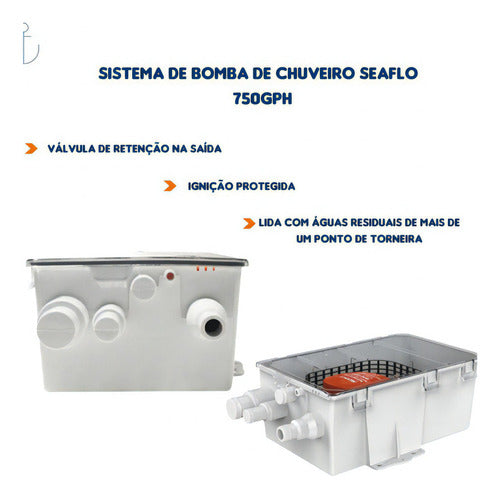 Caixa Coletora C/ Bomba De Porão Automática 750gph 12v Seaflo
