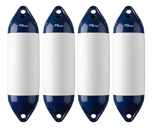 Par Defensa Náutica Inflável F0 11,4x40,6 Cm Barco Lancha Branco E Azul