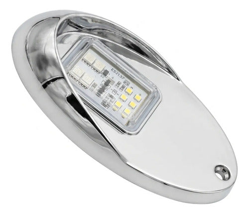 Par Luz De Bordo Olho De Tubarão Cromada 12v Led Arieltek Branca