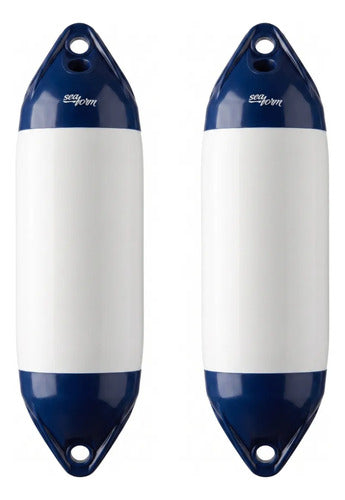 Par Defensa Náutica Inflável F3 22cm X 75cm Barco Lancha Branco E Azul