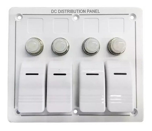 Painel Para Barcos 4 Funções Com Indicador Em Led 12 E 24v Branco