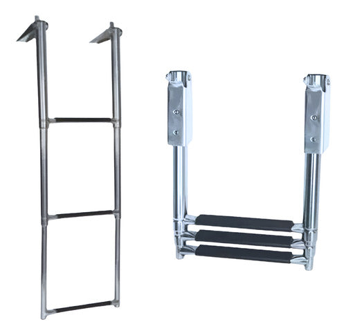 Escada Retratil Inox Para Barcos 3 Degraus