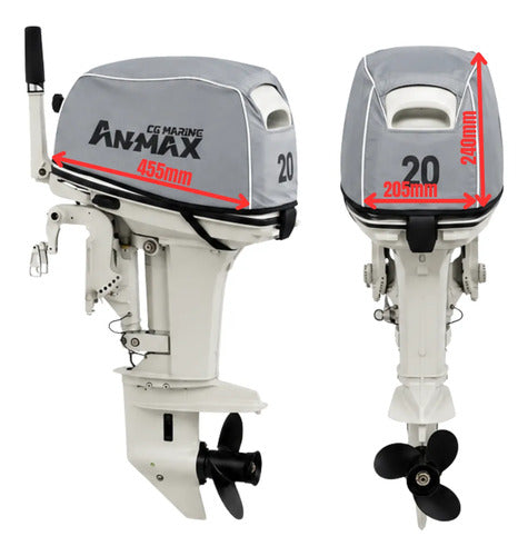Capa Do Capô Para Motor Popa Anmax 20hp Cinza