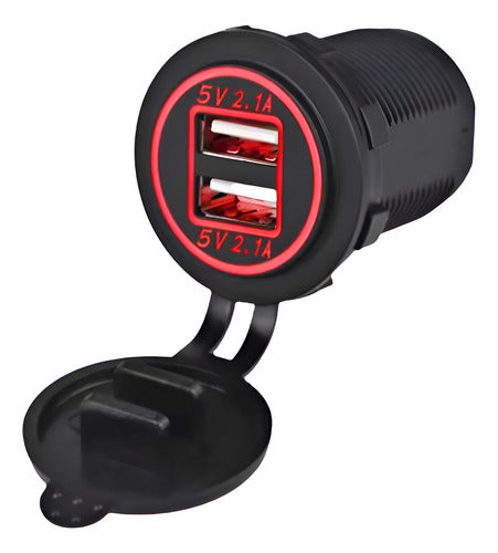 Tomada Carregador Usb Led Duplo a Prova D' Água Barco Lancha