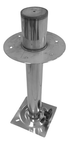 Pedestal Base Giratória 360° Aço Inox 40cm Para Banco Lancha Prateado