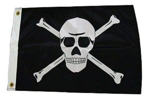 Bandeira Caveira Pirata Mastro Dupla Face 22x33 Cm